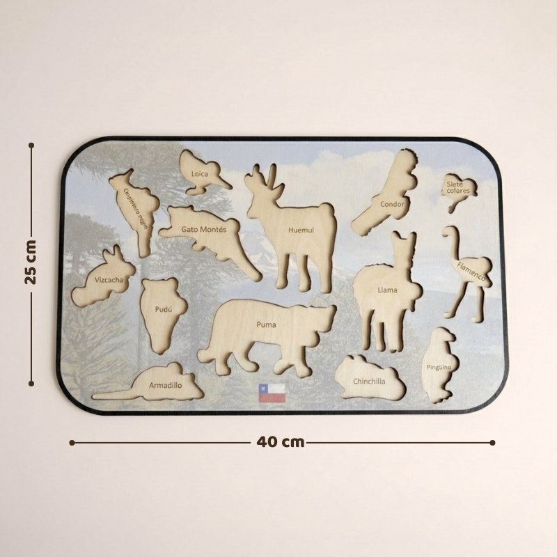 Juego de encaje Montessori con Animales Nativos de Chile – Diseño Exclusivo