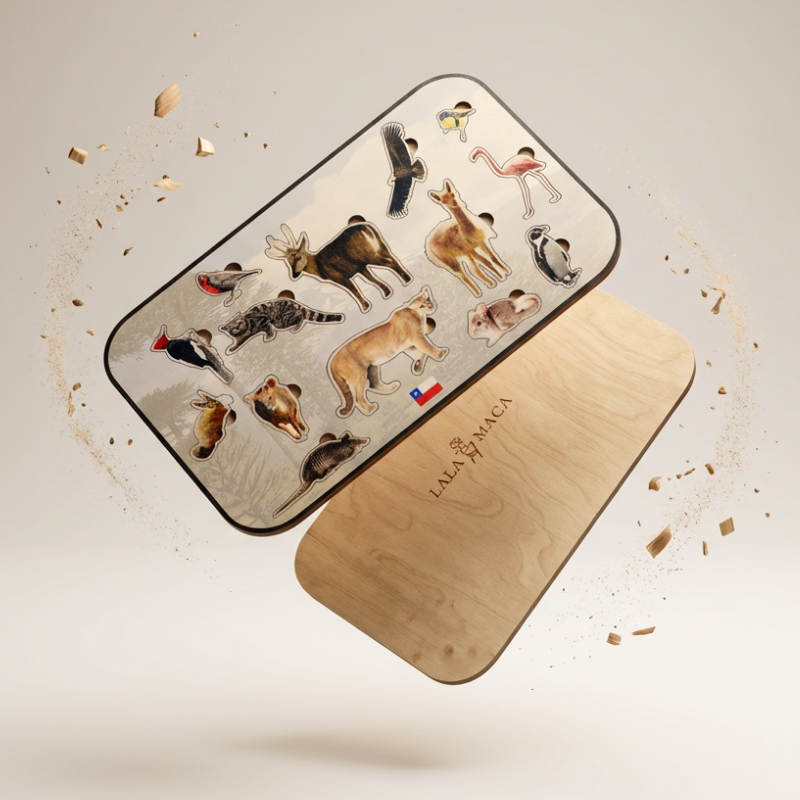 Juego de encaje Montessori con Animales Nativos de Chile – Diseño Exclusivo