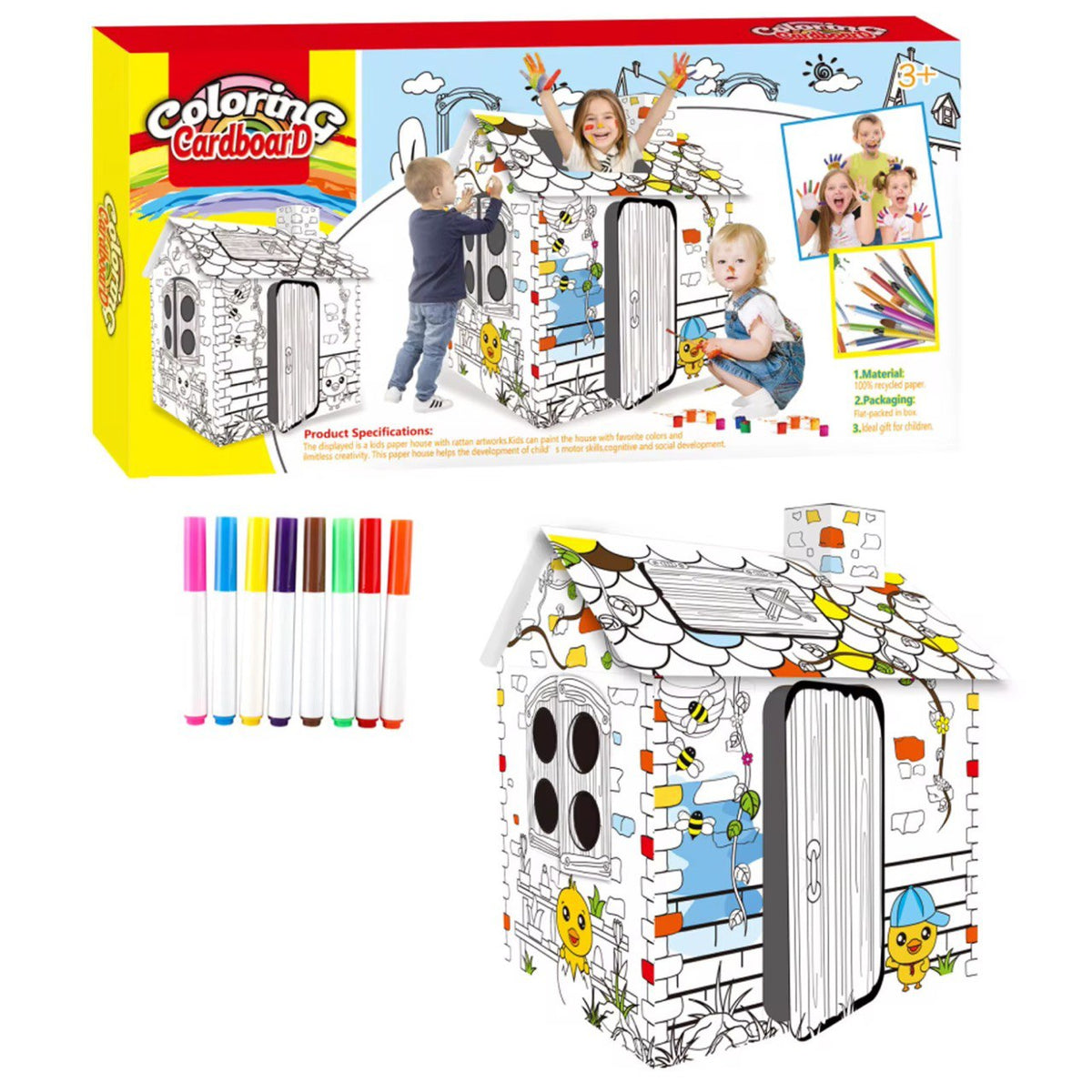 Casita de carton para colorear, Coloring Cardboard